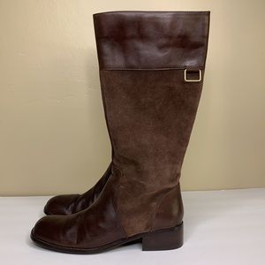 COLDWATER CREEK Suede & Leather Brown Equestrian Block Heel Riding Boots 8.5M